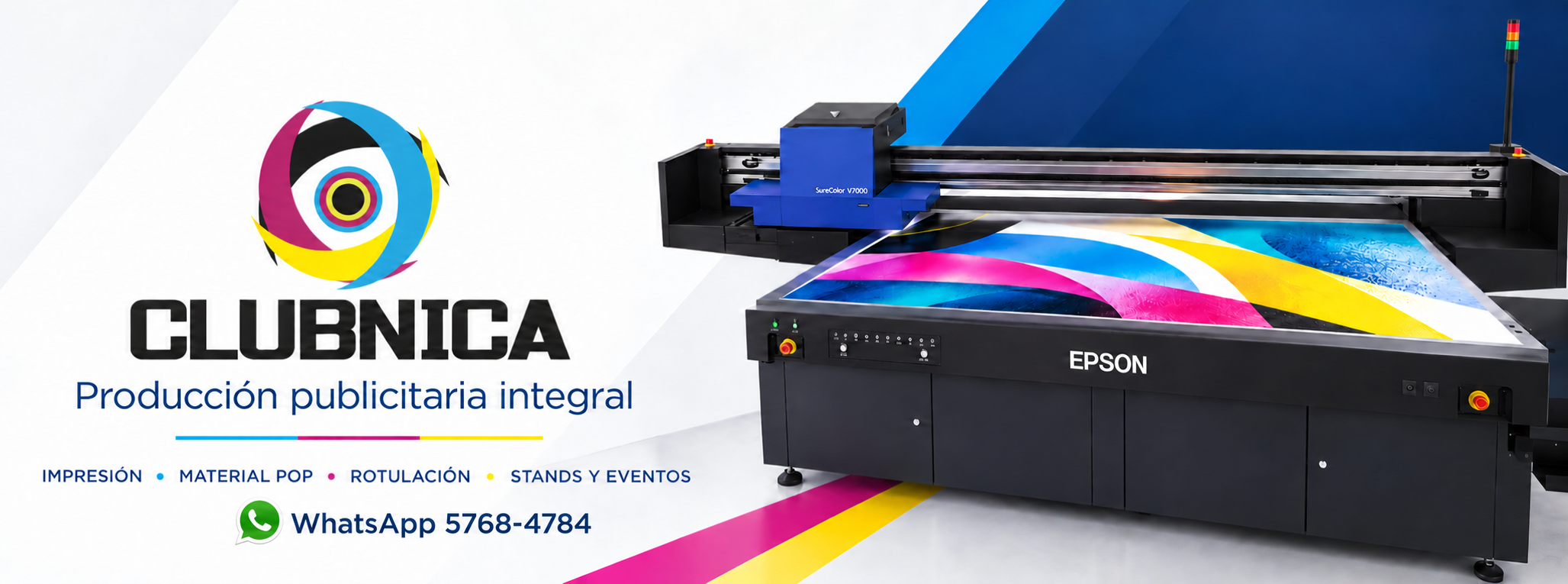 Diseño promocional de CLUBNICA con una impresora Epson SureColor V7000 de cama plana